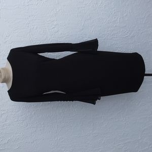 Calvin Klein Black Dress with Shear Flounced Sleeves